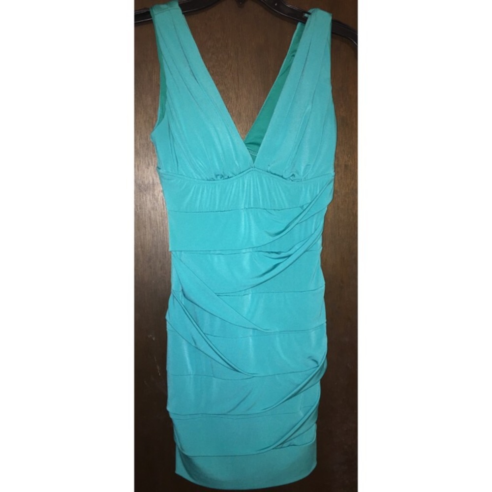 Teal body con dress