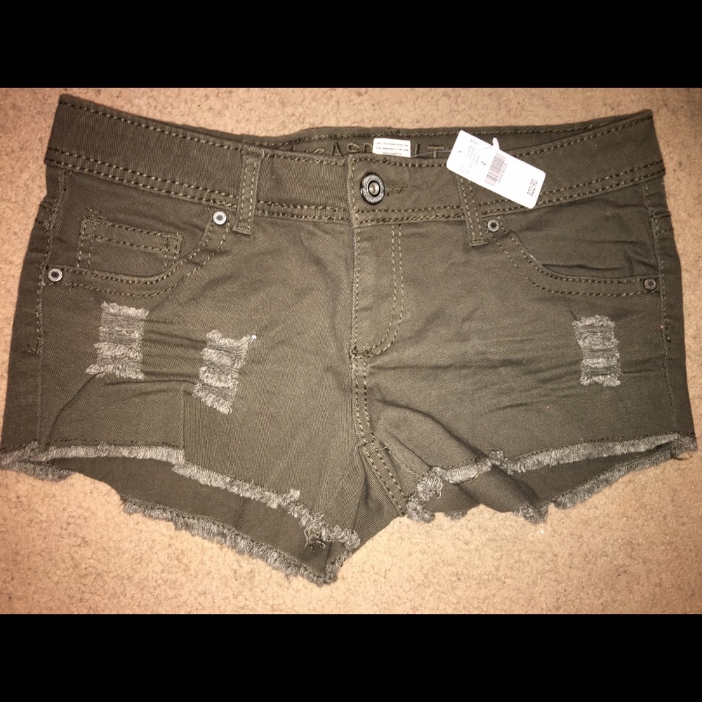 Olive green Frey jean shorts