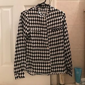 Black and whit checkered button down