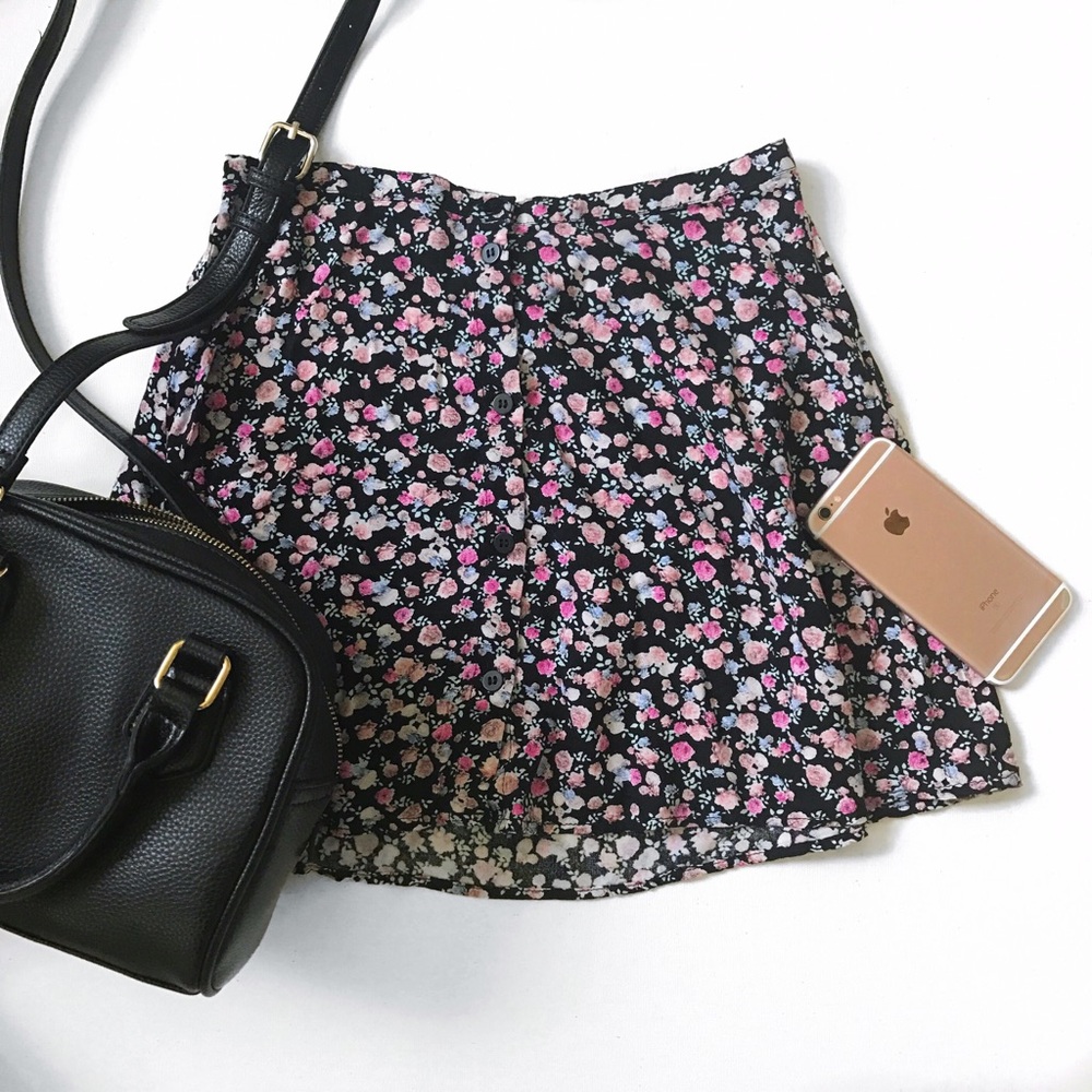 Floral Button Skirt