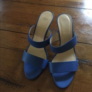 Bright Blue Leather J Crew Sandal Heels size 7