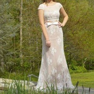 White Lace Sheri Hill Prom Dress