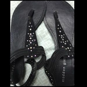 Madden Girl Black Rhinestone Sandals