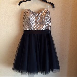 Gold and Black Strapless Dress