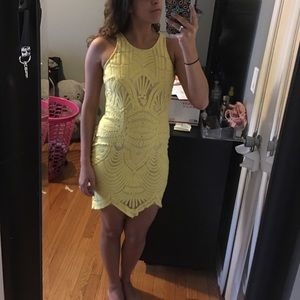 VICI collection yellow majestic lace dress