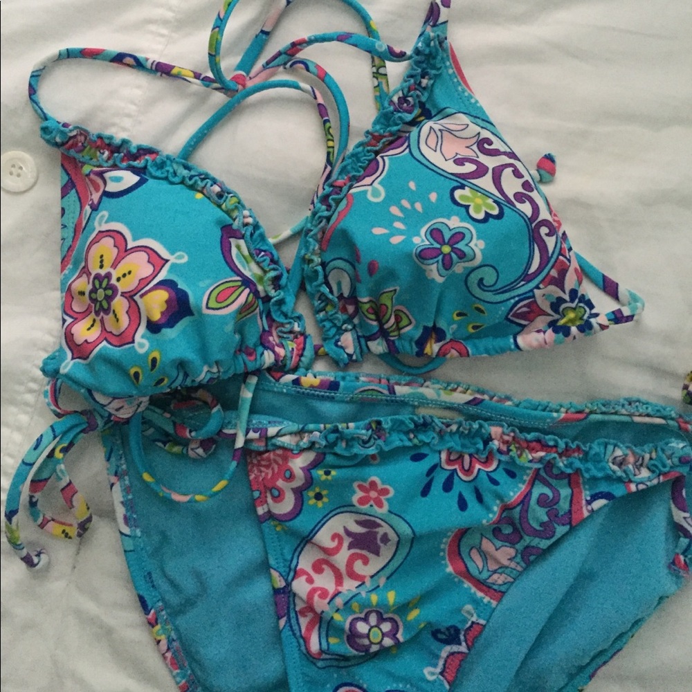 Baby Blue Paisley Swim Suit