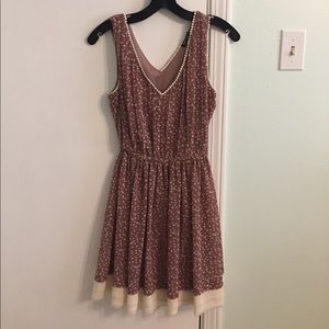 Purple and cream polka dot dress