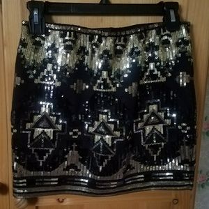 NWOT sequin covered aztec print mini skirt