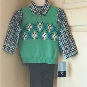 Good Lad  Argyle Sweater Vest with Chambray Pant