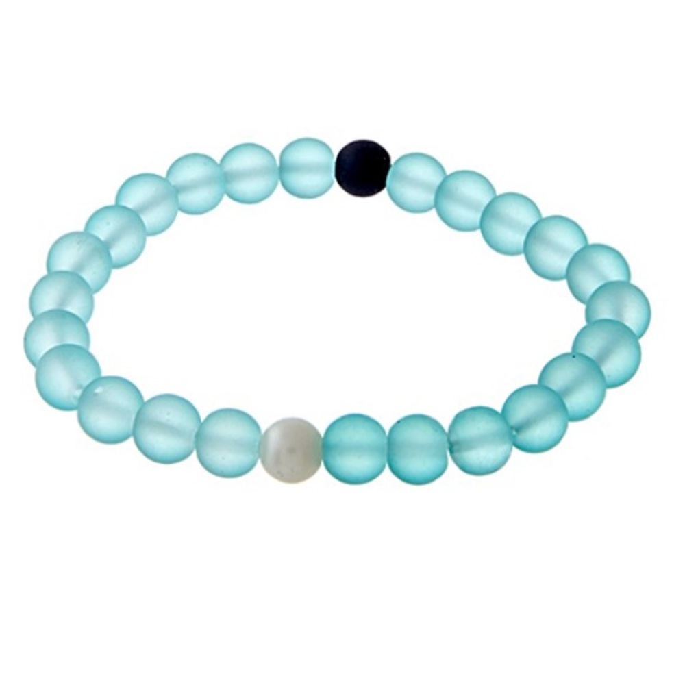 🌎👉🏼Turquoise/Cyan Blue Ying/Yang Bead Bracelet