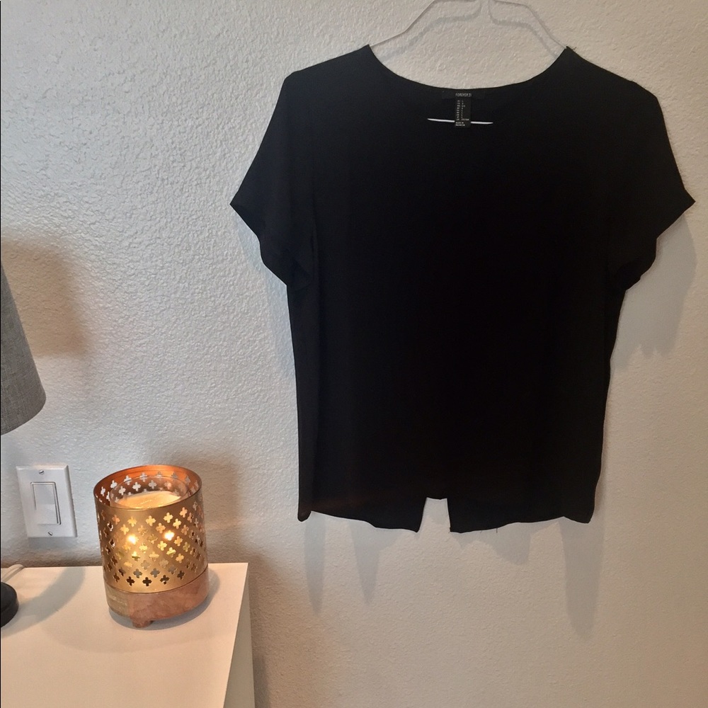Black Forever 21 Blouse with Peek-A-Boo Back
