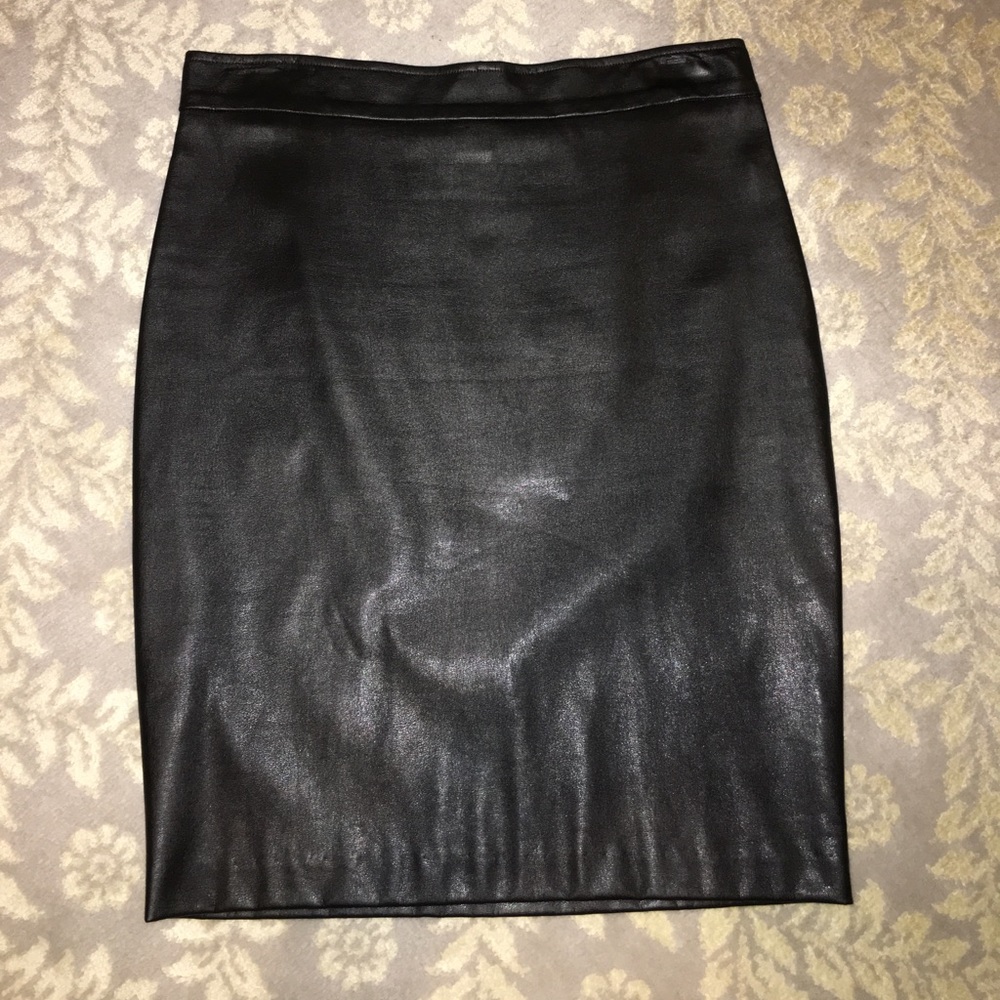 Black Pleather Stretch Pencil Skirt