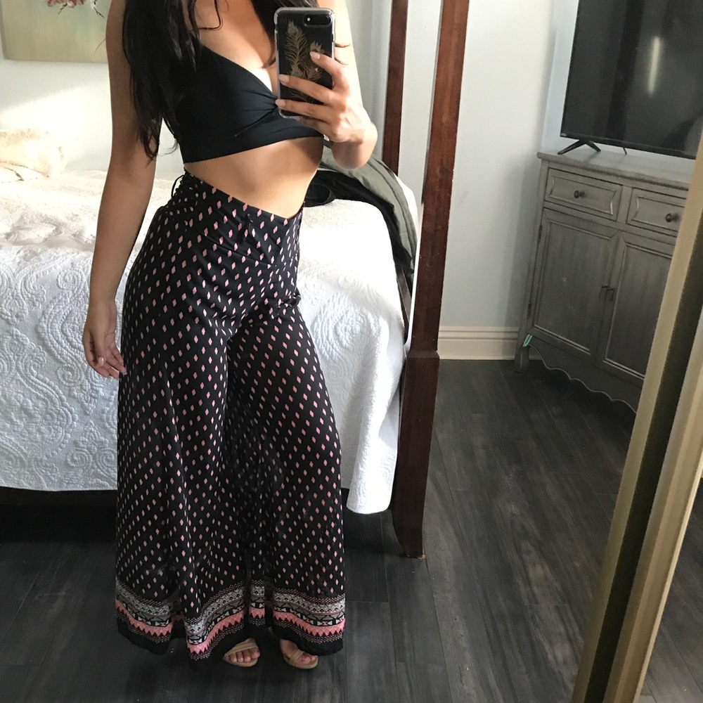 Soho style high waisted wide leg flare pants