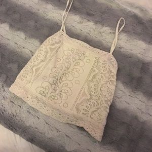 AMERICAN EAGLE CREAM LACE CROP TOP
