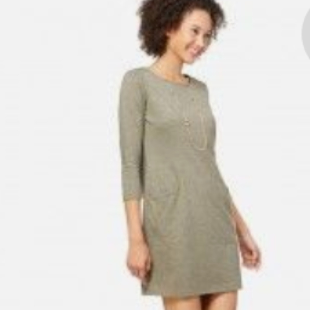 Olive green dress, 3/4 sleeves, medium, new w tags
