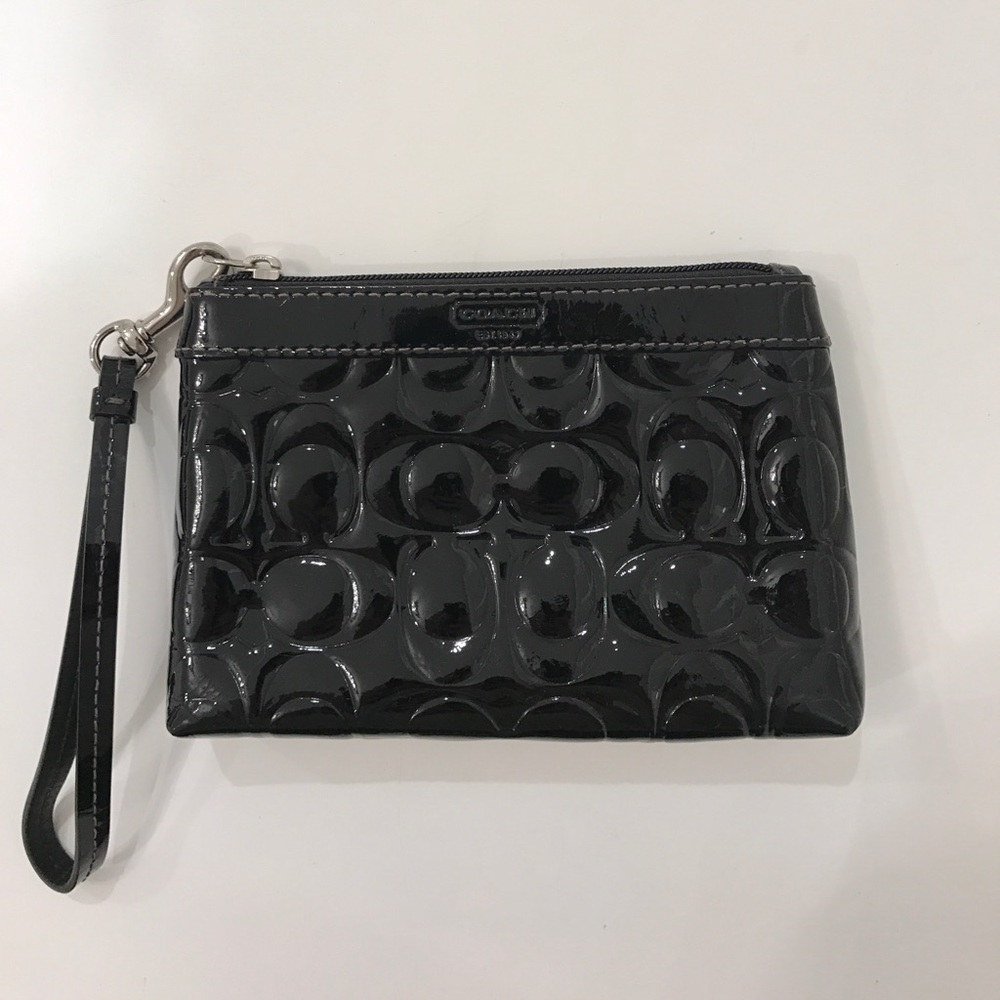 Coach patent leather black wristlet