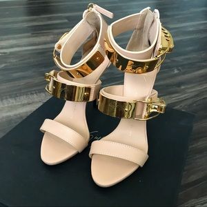 Giuseppe Zanotti Nude and Gold Heels