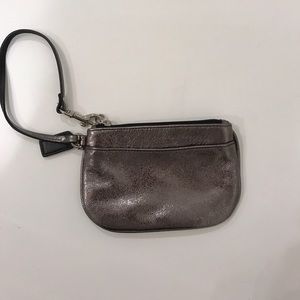 Coach Sparkly silver/charcoal wristlet!
