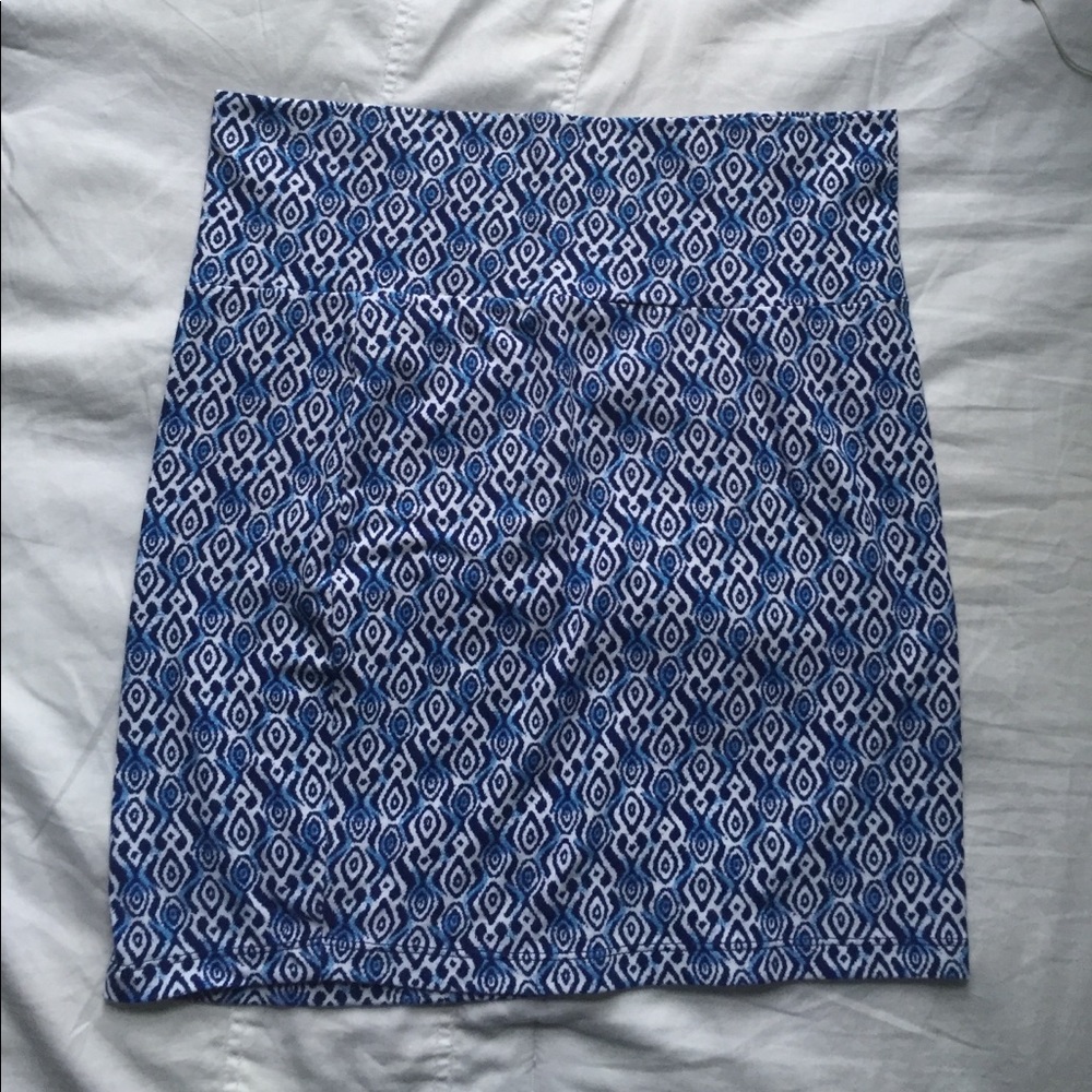 Blue and White Pattern Charlotte Russe Mini Skirt
