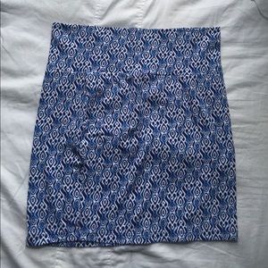 Blue and White Pattern Charlotte Russe Mini Skirt