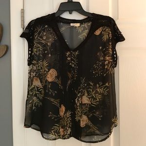sheer short sleeve blouse
