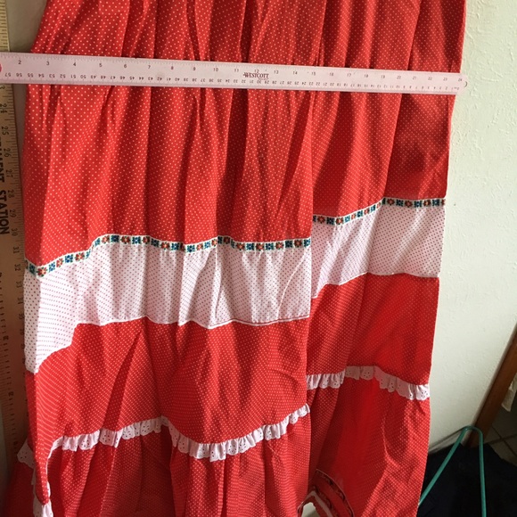 1970's mumu HAWAIi long red white dots floral 10 - Picture 3 of 5