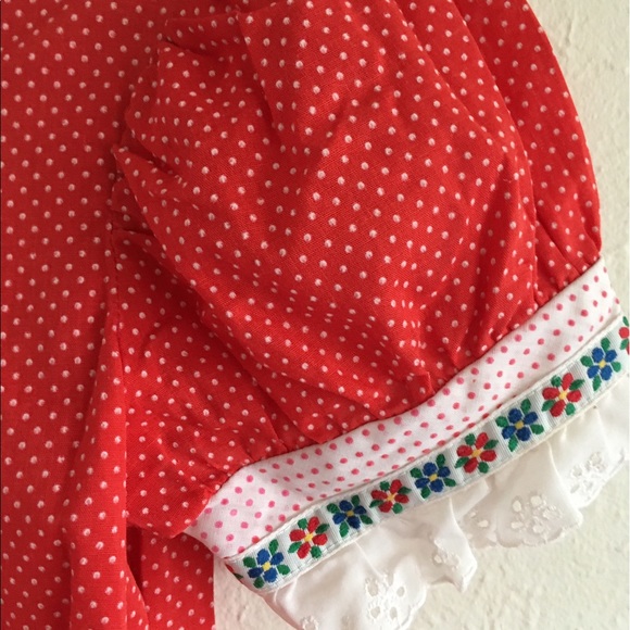 1970's mumu HAWAIi long red white dots floral 10 - Picture 4 of 5