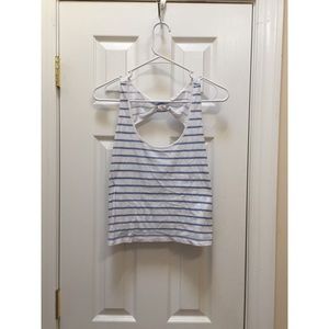 Baby blue and white striped crop top