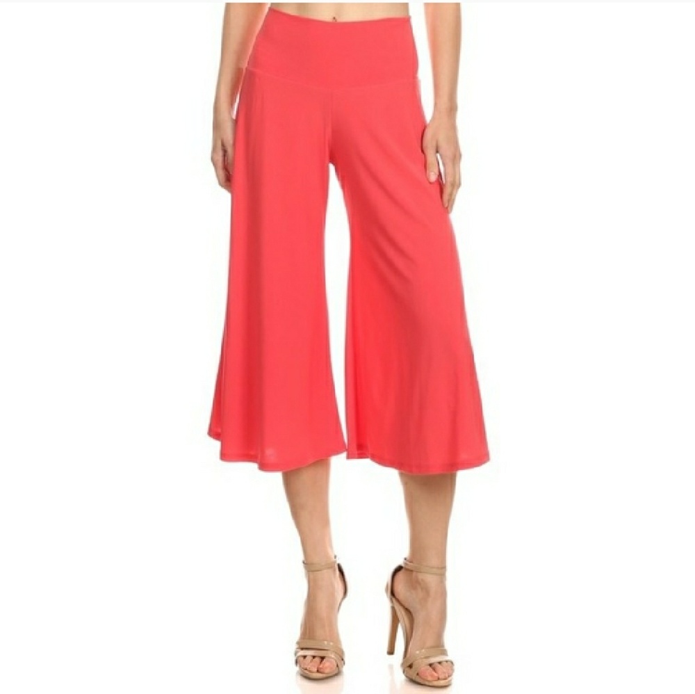Coral Wide Leg Capris