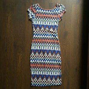 IKAT print-cotton-BODY CON MIDI DRESS