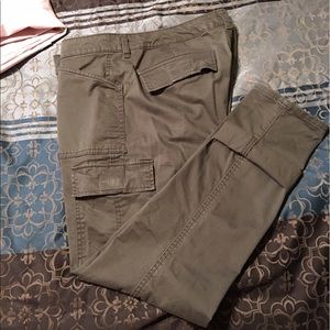 Gap army green skinny Khakis.