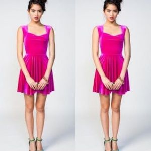 hot pink velvet dress