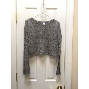 Grey basic crop top with open back