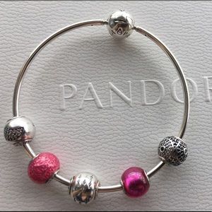 Authentic Pandora Bangle with 5 charms