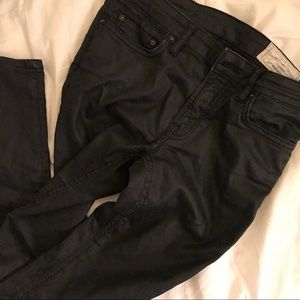 allsaints black wax denim jeans