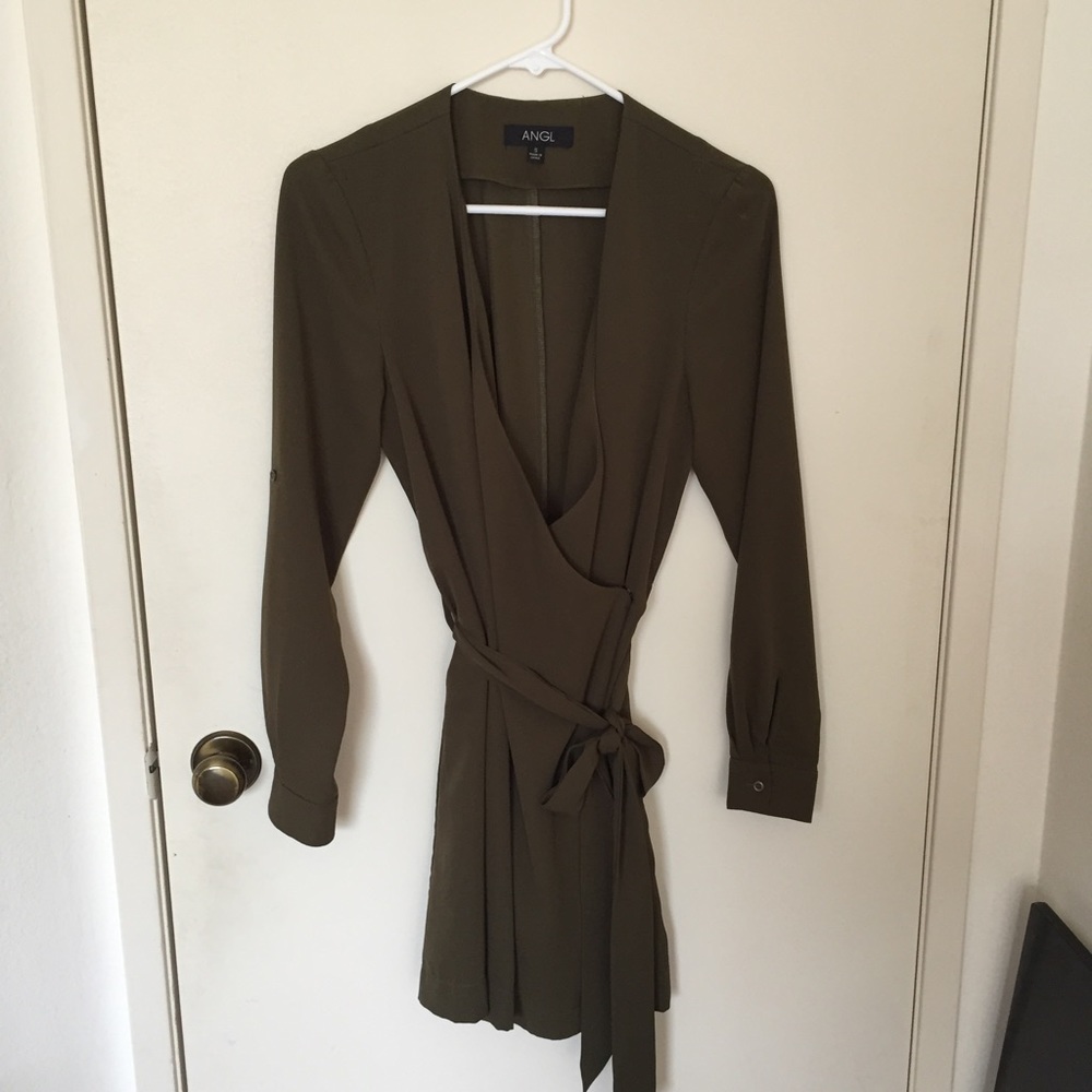 Olive green wrap dress