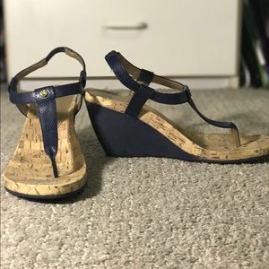 WORN ONCE Chaps Cork and Navy Wedges SO COMFY