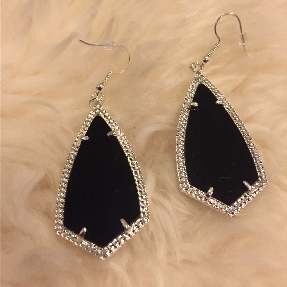 Black with silver trim earrings