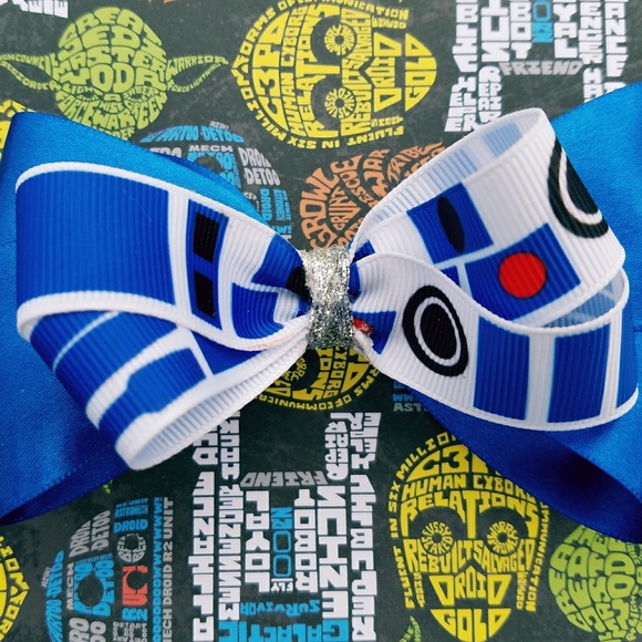 R2-D2 Pattern Stack Hair Bow - Picture 1 of 3