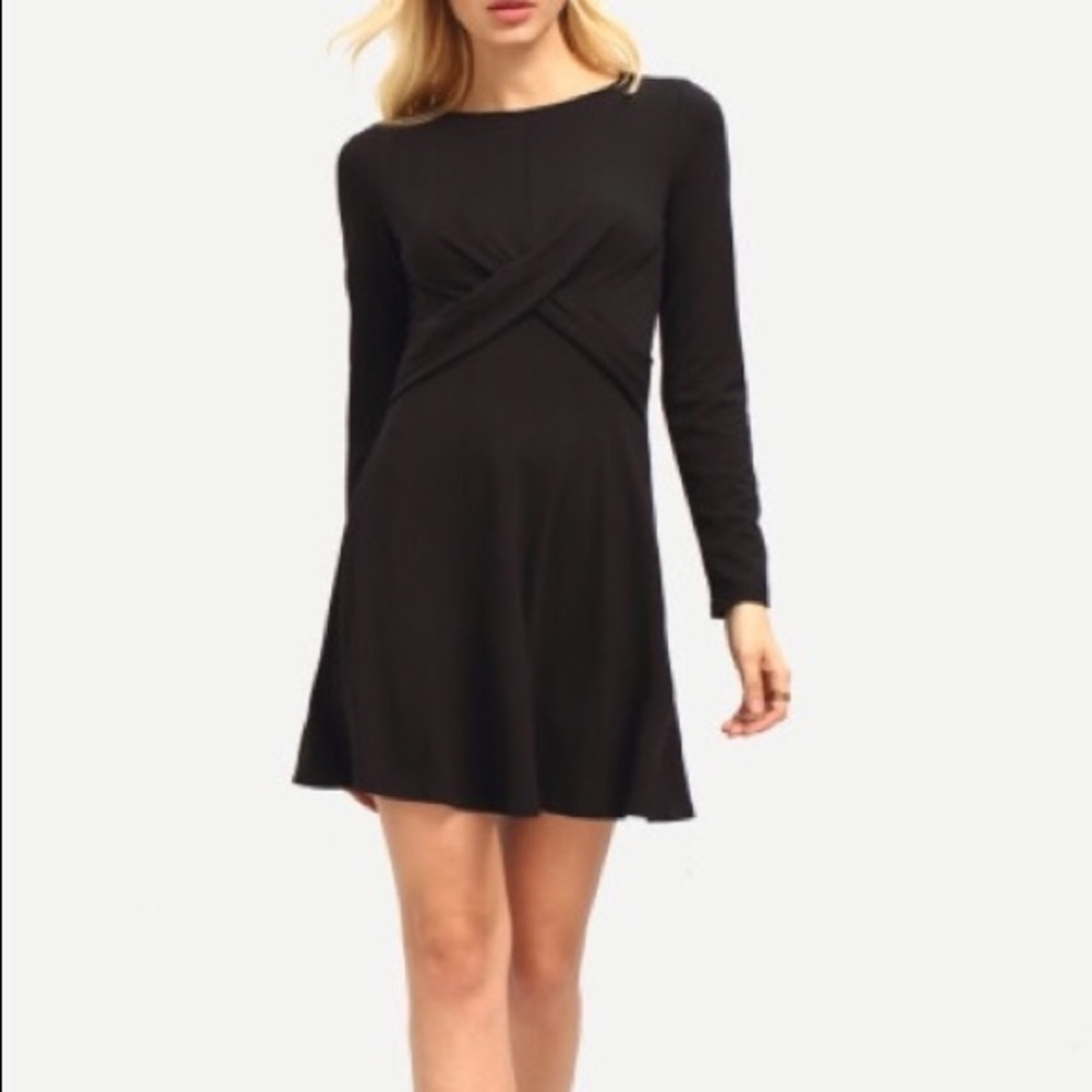 SOLD Black Cross Front Dress NWT