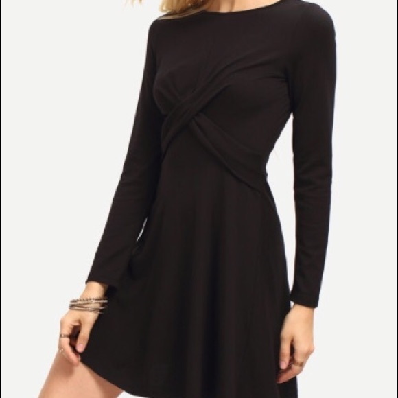 SOLD Black Cross Front Dress NWT - Picture 2 of 3