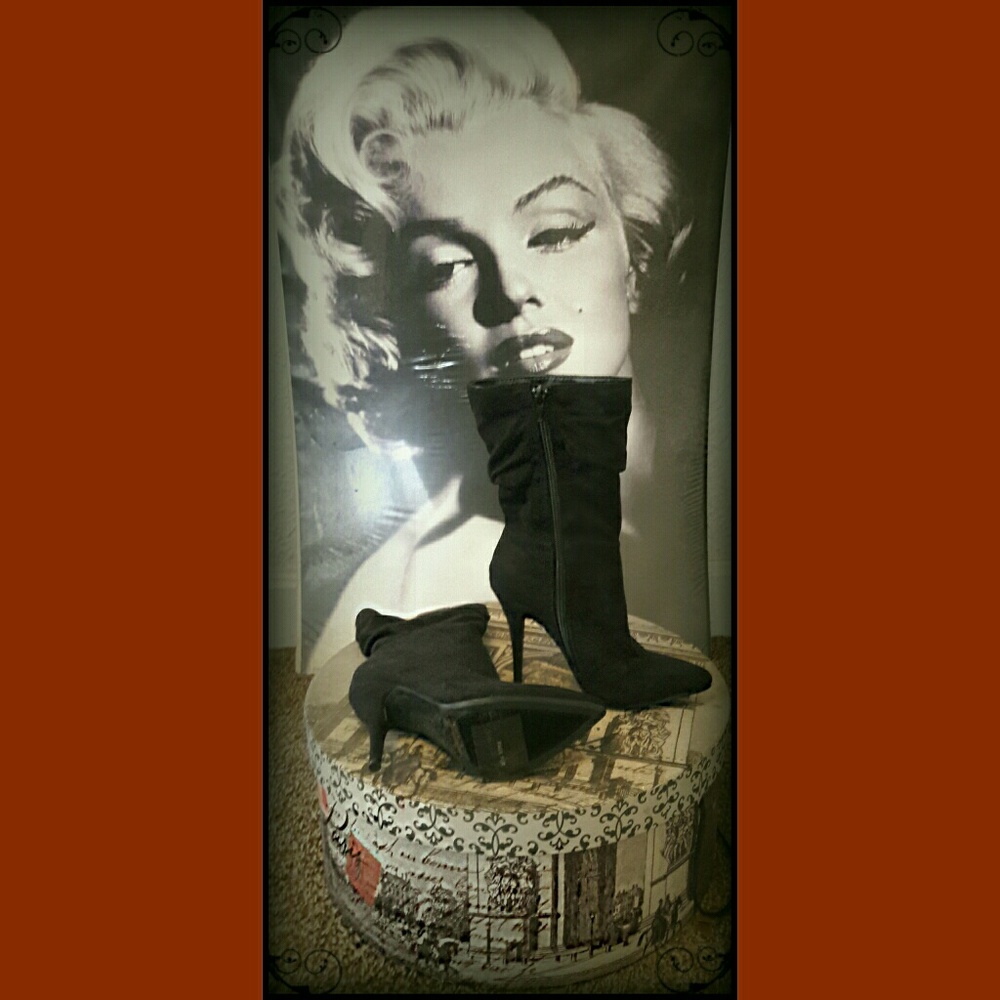 Black Faux Suede Booties