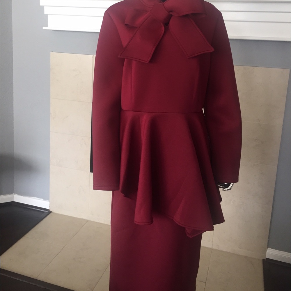 NWOT Burgundy Peplum Dress