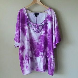 Tie Dye Lane Bryant Embellished Blouse 26/28