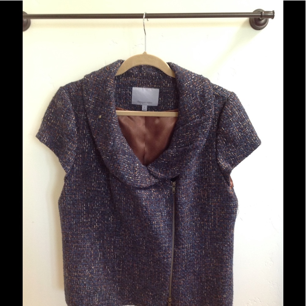 Short sleeve knubby short jacket