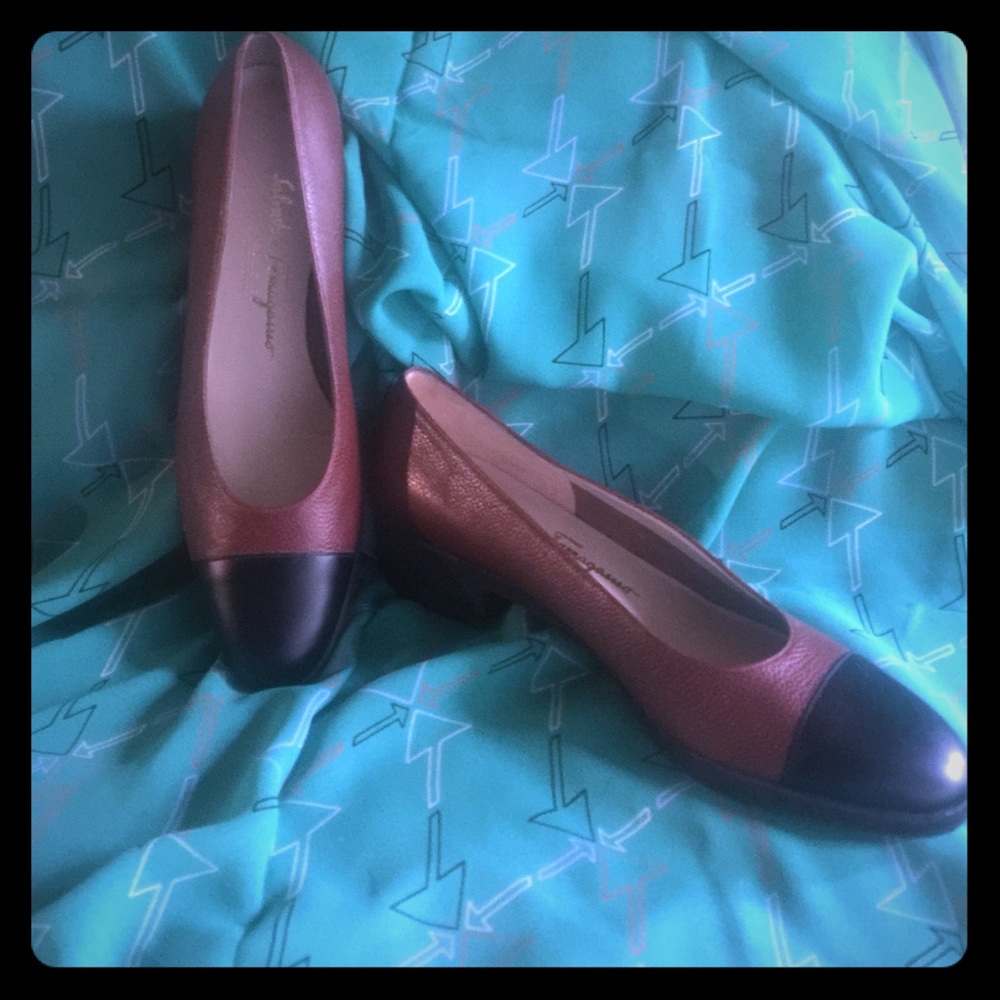 Salvatore Ferragamo brown and black shoes size 38