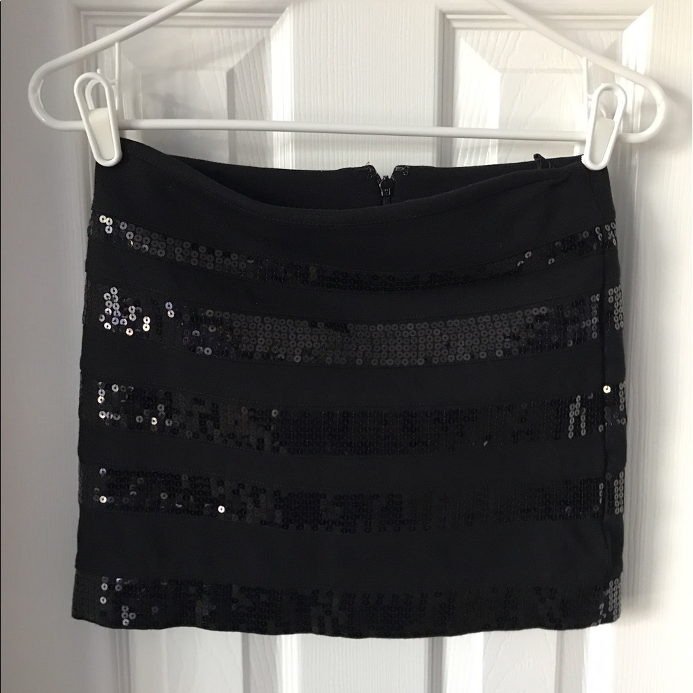 black sequin mini skirt