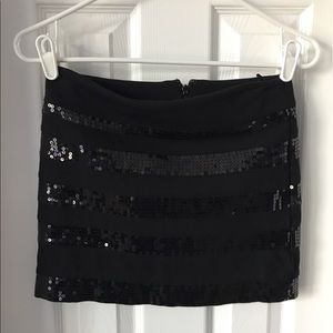 black sequin mini skirt