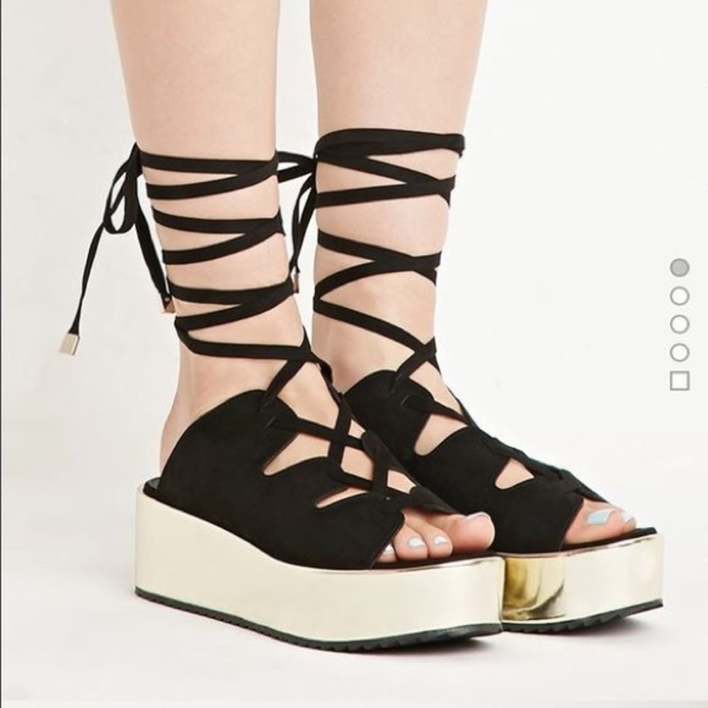Forever 21 Tie Up Platform Sandals