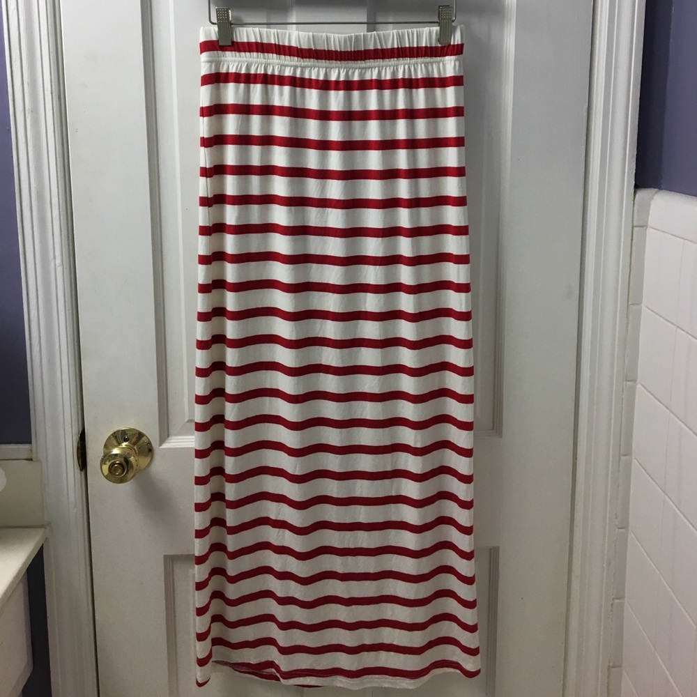 Red/Cream Striped Tube Maxi - Luxe Bamboo Fabric